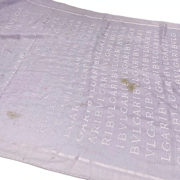 Auth BVLGARI - Light Purple Silk Wool Scarf - Picture 4 of 6